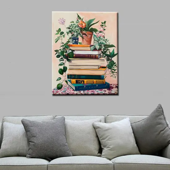 Watercolor Magic Book Flowers Paint by Numbers Kits for Adult,Bohemia Paint by Numbers Kits on Canvas Arts and Crafts with Brushes Acrylic Pigment Drawings Gift Without Framed 16''W x 20''H {4}