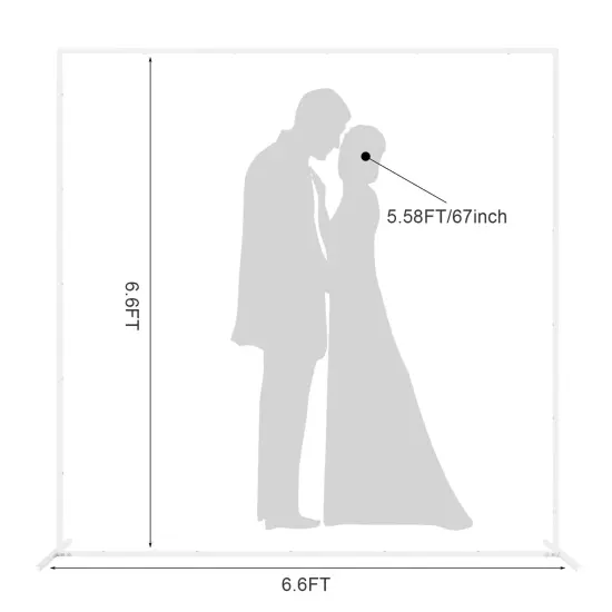 6.6FT Metal Square Backdrop Stand &ndash; Heavy Duty Balloon Arch Kit for Weddings, Parties, Photo Booth Decor (Indoor/Outdoor, Reusable, Detachable) White {2}