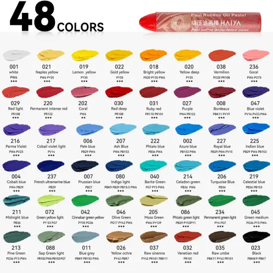 Oil Pastel, 48 Vibrant Colors Soft Oil Pastel Set, Creamy texture Easy to Blend Oil Pastels professional, Bullet Heads Oil Pastels for Artists, Painting, Drawing, Beginners {5}