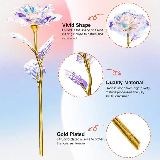 Mothers Day Mom Gifts for Women Birthday Gifts for Women Galaxy Rose Glass Flowers Forever Eternal Roses Artificial Flowers Gifts for Grandma Wife Daughter {3}