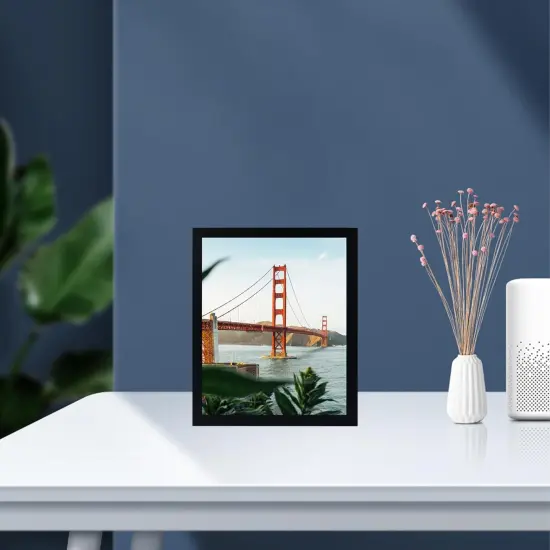 5.5x8.5 Picture Frame Black for Wall Hanging or Tabletop, 5.5 x 8.5 Frame Composite Wood Wall Gallery Photo Frame, Black {5}