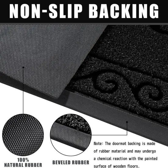 Welcome Mat, Heavy Duty Durable Door Mats for Home Entrance Outdoor Indoor, Front Doormat for Outside Patio Floor Entry Porch Garage Office, Waterproof, Low Profile, 29.5 x 17, Black {3}