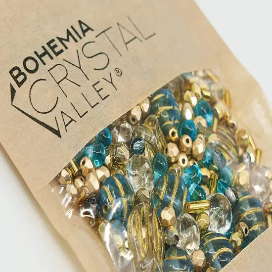 2.1oz (60 g) Mix of Unique Czech Bohemia Glass Pressed Beads, Rocailles, Aztec Pale Gold Crystal, Matte and Glossy, Hand Made BCV {4}