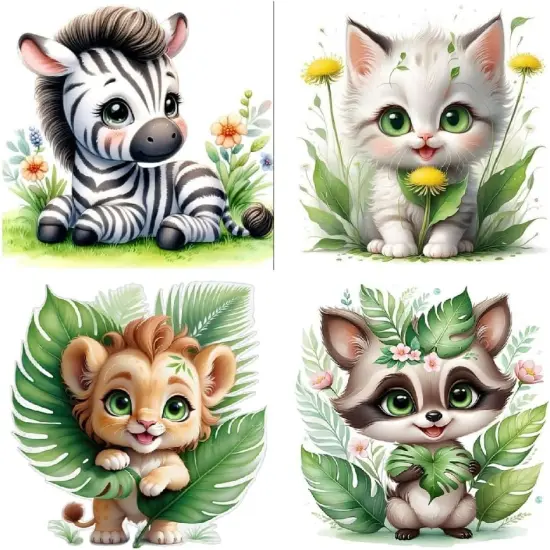 4 Pack Paint by Number Kit for Adults, Animals DIY Arts and Crafts Mini Small Easy Paint by Number for Beginner with Paints Brushes,Cat Zebra, Lion Raccoon Acrylic Paint Set for Home Decor 6x6Inch {1}