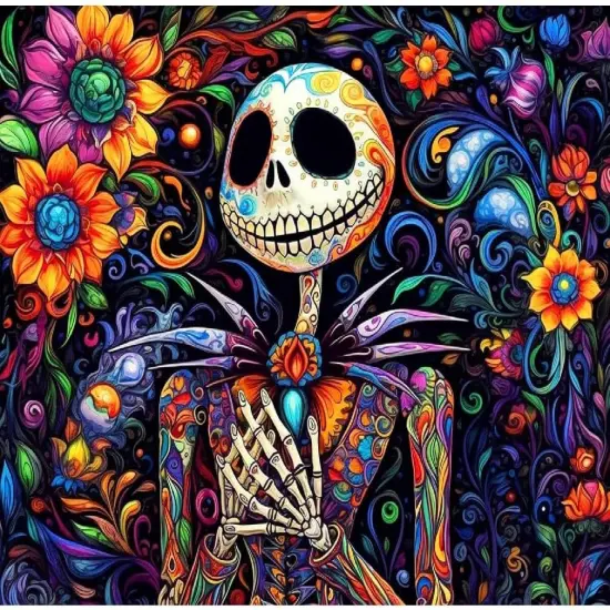 Diamond Painting Kits for Adults - Skeleton DIY 5D Diamond Art Kits Full Drill Halloween Diamond Dots Paintings with Flowers Diamonds Gem Art and Crafts Home Decor 12x16inch {1}