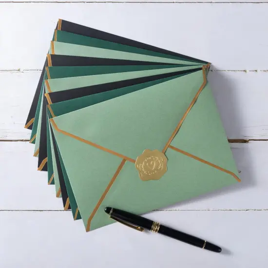 50 Pieces A7 Envelopes with Gold Border, 5.24 x 7.21 Inches Envelopes with Gold Stickers for Greeting Cards and Invitation (Sage Green, A7-5x7) {4}