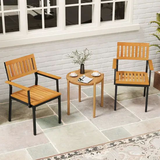 Set of 2 Patio Outdoor Dining Chair with Curved Backrest and Wide Armrests {2}