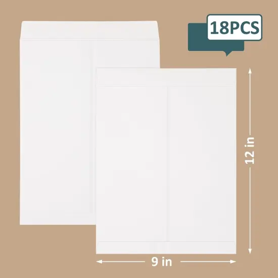 18 Pcs 9x12 Catalog Envelopes, White Self Seal Security Envelopes, Manilla Envelopes, Printable White Envelopes, Gummed Closure Document Envelopes For Mailing, Storage And Organizing {3}