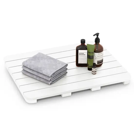 HIPS Slatted Bath Spa Mat with Rounded and Smooth Edges Perfect Addition to Shower Room or Bathtub White {4}