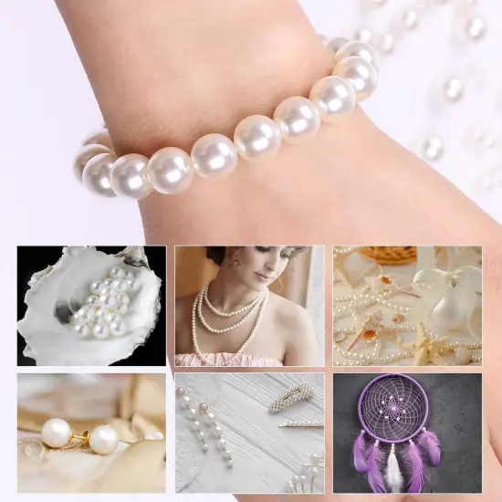 800pcs Ivory Pearl Craft Beads Loose Pearls for Jewelry Making, Crafts, Decoration and Vase Filler (Assorted Sizes) {2}