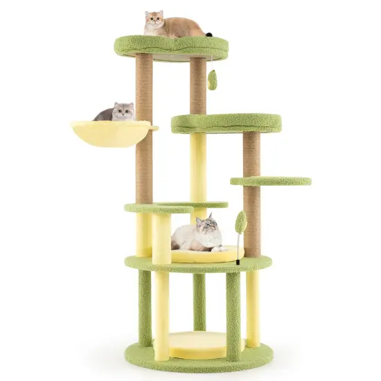 Multi-color Engineered Wood Multi-level Avocado Theme Cat Tree with Scratching Posts {4}