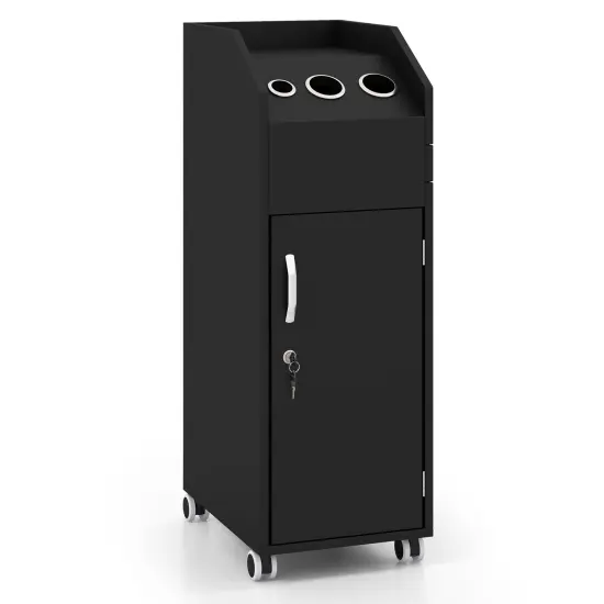 Salon Trolley Cart 360&deg; Rolling Tool Cart Mobile Storage Station with 4 Lockable Wheels-Black {1}