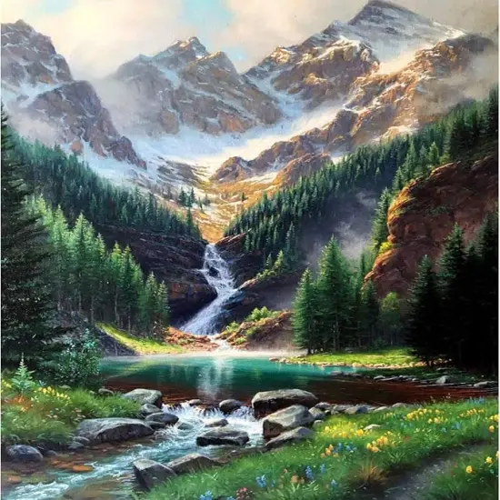 Diamond Painting Kits,Waterfall Diamond Art for Adults,Mountain 5d Diamond Painting Kits for Adults,Scenery Diamond Art Kits with Diamond Painting Accessories for Home Wall Decor 12 x 16inch {1}