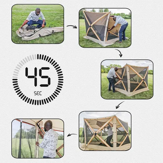 Hike Crew 6-Panel Pop-Up Screen House Gazebo 140"x140" &ndash; UV Resistant, Fits 9 People, Instant Setup {4}