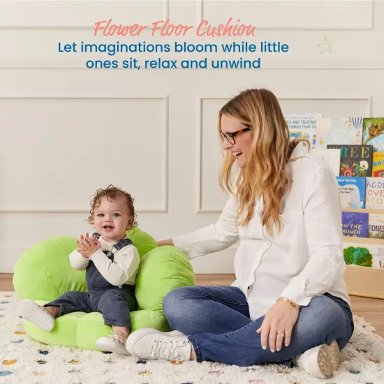 Flower Cozy Cushion, Floor Pillow Bright Green {3}