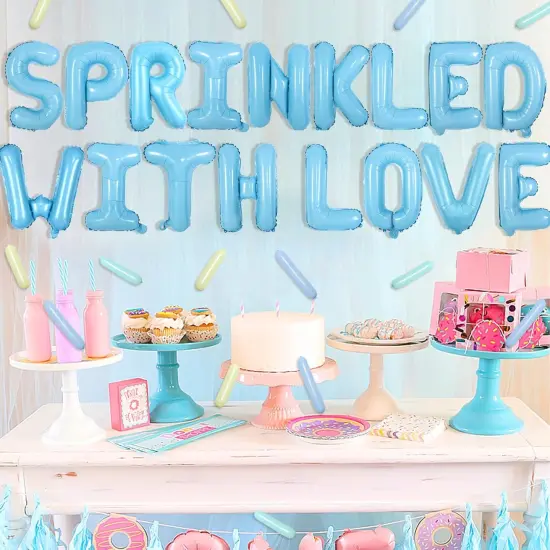 Donut Sprinkle Baby Shower Decorations Blue Sprinkle with Love Balloon Banner Decor Donut Theme Pastel Balloons Decorations for Boy Donut Pastel Confetti Baby Shower Party Supplies {3}