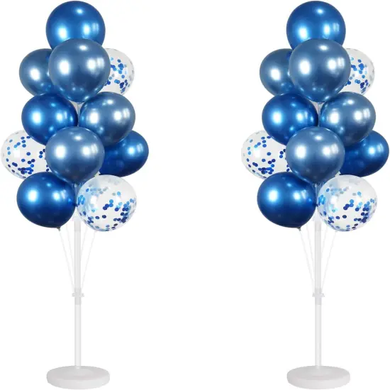 Balloon Column Kit Set of 2 With Confetti Balloons Included - Metallic Blue Balloon Tower with Stand, Base, and Pole,Backdrop Decoration for Wedding, Baby Shower, Birthday Party, or Bachelorette Party {1}