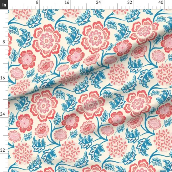 Various Fabrics by the Yard or Fat Quarter Retro Bold Floral Garden Whimsical Watercolor Faux Texture Botanical Large Scale Vines Leaves Flowers Whimsy Dots Faded Distressed Custom Printed Fabric by Spoonflower {1}