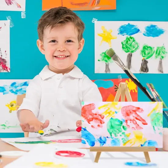 6PCS Wood Easels, 9 Inches Tabletop Easels, Tripod, Painting Party Easel, Kids Student Tabletop Easels for Painting, Art Craft Painting Easel Stand for Artist Adults Students {3}