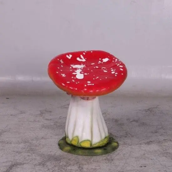 Red Single Mushroom Stool Over Sized Statue {5}