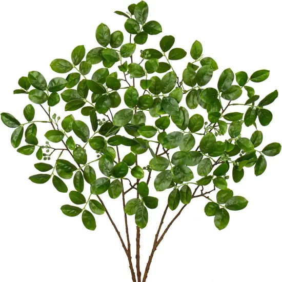 3PCS Artificial Greenery Stems Faux Branches for Vase Fake Lagerstroemia Leaves Branches 28.7 Inch Plants Leaf Bushes for Floral Arrangement Bouquets Party Wedding Wall Home Decor Green {1}