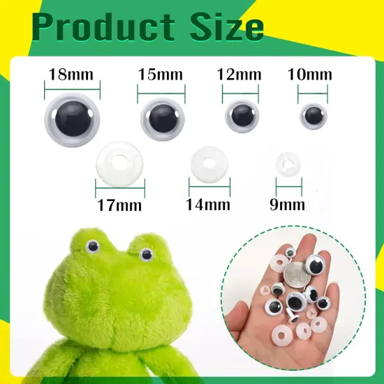 50pcs Black Wiggle Googly Eyes Plastic Safety Eyes 10mm 12mm 15mm 18mm {2}