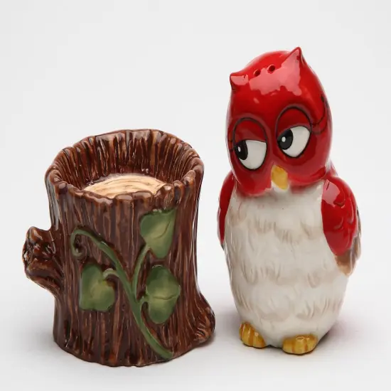 Ceramic Owl On The Tree Stump Salt & Pepper Shakers, Home D&eacute;cor, Gift for Her, Gift for Mom, Kitchen D&eacute;cor, Birdwatcher Gift {4}