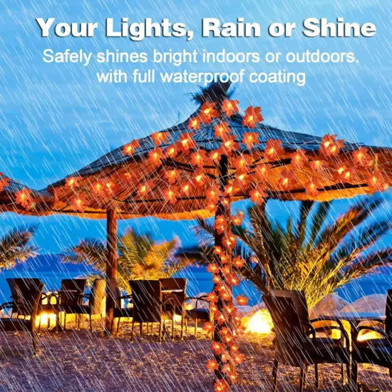 6 Pack Fall Decor Enlarged Maples Leafed Fall Decorations-60Ft 120LED Battery Operated {5}