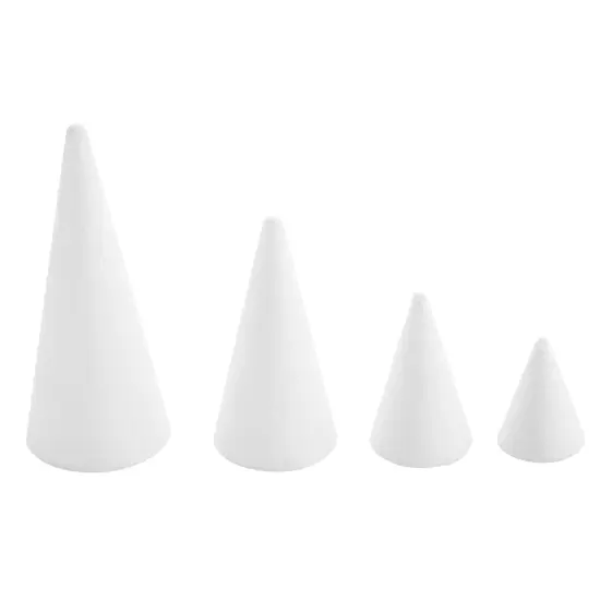 Bright Creations 16 Pack Foam Cones for Crafts - 4 Assorted Sizes for Trees, Holiday Decorations - Handmade Gnomes (White, 2.2-6 in) {5}