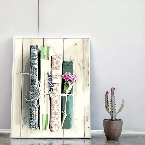 Paint by Numbers Kit for Adults 16"x20" Rolled Canvas (1 16"x20", Flowers and Old Books) {5}