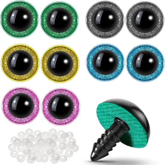 100 Pieces Large Safety Eyes (12mm,Brown, Purple, Green, Yellow) {1}
