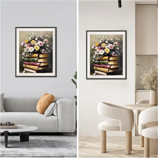 Books Flowers Paint by Number, DIY Oil Digital Painting Vintage,12x16 in {2}