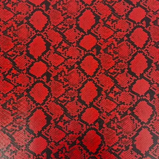 1 Yard Caicos Snake Skin Faux Leather Vinyl Fabric For Upholstery Handbags 54" Width Red {1}