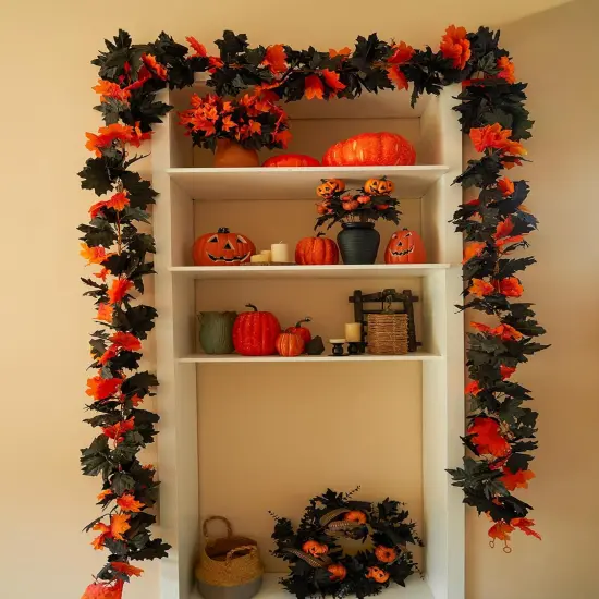 6PCS Premium Artificial Fall Garland - 5.6Ft Autumn Maple Leaf Vines {5}