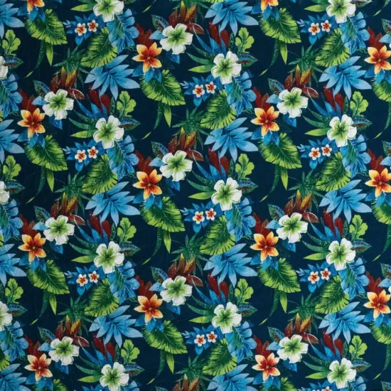 1 Yard Tropical Garden Cotton Peachskin Fabric Featuring Exotic Floral Cluster Print 44/45 Inch Width {5}