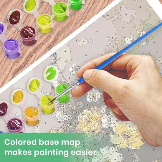 Books Flowers Paint by Number, DIY Oil Digital Painting Vintage,12x16 in {3}