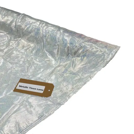 1 Yard Metallic Tissue Lame Fabric Lightweight Shiny Draping Material for Decor and Craft Silver Iridescent {1}