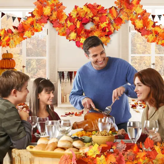 6 Pack Fall Decor for Home Fall Leaves Garland - 5.8Ft/Piece Artificial Maple Leaf {3}