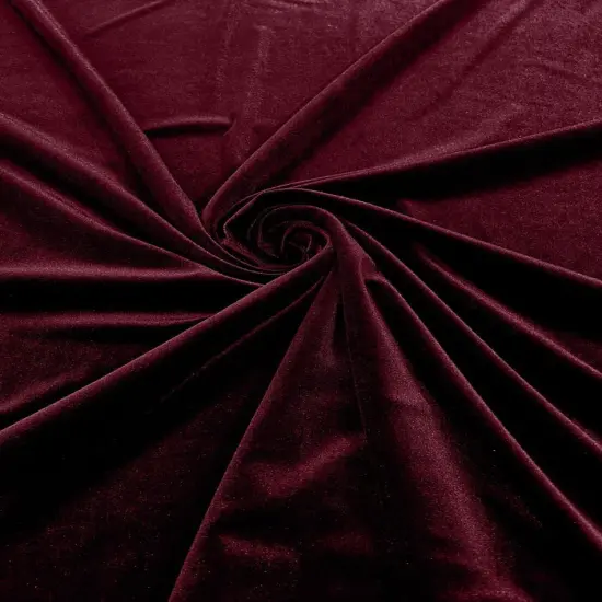 1 Yard Luxurious Stretch Velvet Fabric Polyester Lycra Spandex 58/60" Wide Burgundy {1}