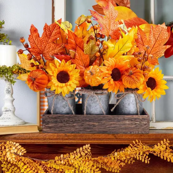 Set of 3 Fall Small Potted Maple Arrangement {5}