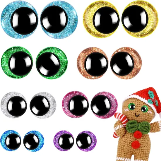 160PCS Large Safety Eyes for Amigurumi 3D Glitter (12-18mm) {1}