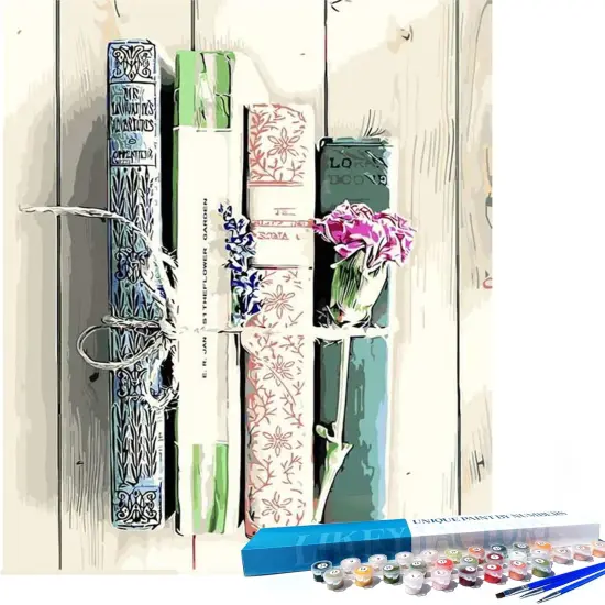 Paint by Numbers Kit for Adults 16"x20" Rolled Canvas (1 16"x20", Flowers and Old Books) {1}