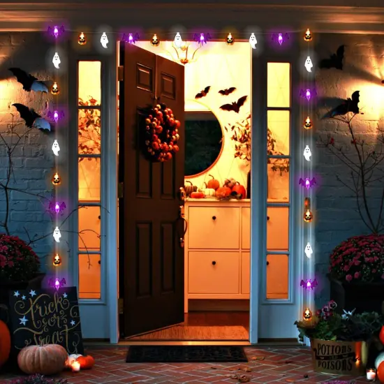 3D Halloween Ghost Bat Pumpkin String Lights with Timer {4}