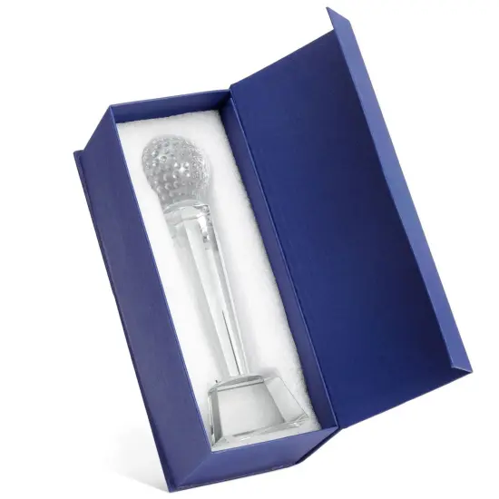 Crystal Glass Golf Trophy with Elegant Gift Box for Tournaments, Sports Competitions, Parties, Champion Award, Paperweight for Desktop and Table Decor (9 Inches) Clear {7}