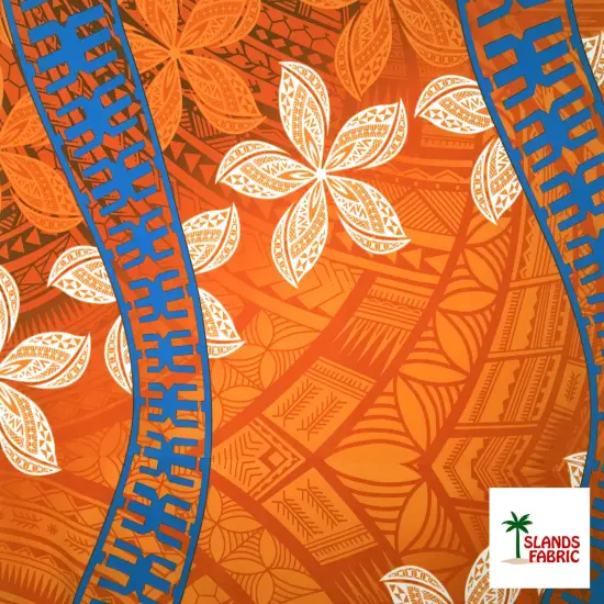 1 Yard Plumeria Peachskin Fabric With Curved Double Border For Apparel Crafts And Elegant D&eacute;cor 45 Inch Orange {1}