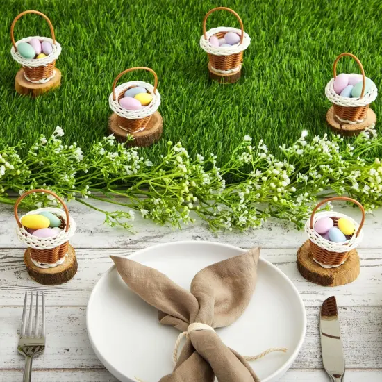 24 Pack Mini Woven Baskets with Handles - Miniature Baskets for School Projects, Easter-Themed Party, Arts & Crafts, Picnic (2 x 3 Inches), For Ages 3-8 {3}
