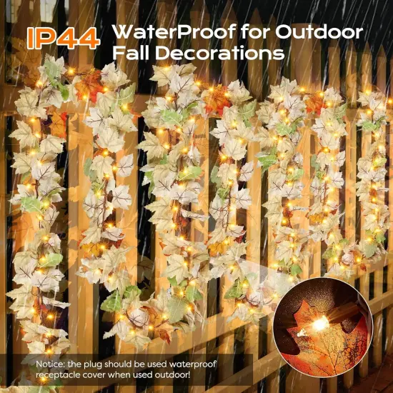 9FT Plug in Fall Garland with Lights - Warm Light {3}
