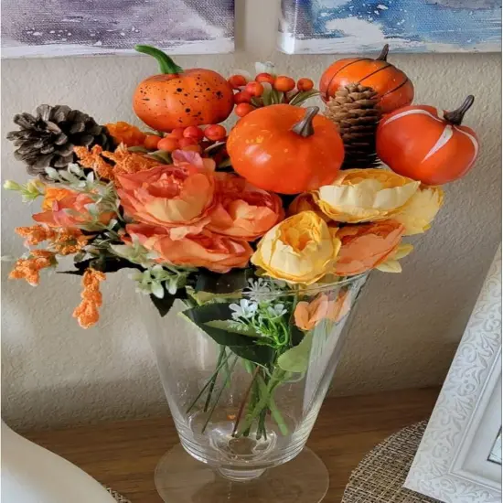 10PCS Artificial Fall Flowers - Orange {3}