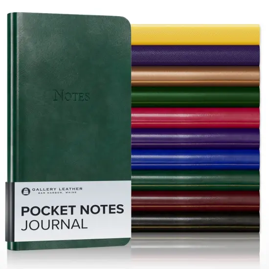 Pocket Notes Leather Journal by Gallery Leather - 6"x3.25" Acadia Green {1}