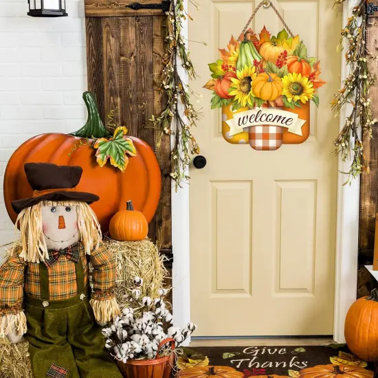 Pumpkin Welcome Door Sign Decor {2}